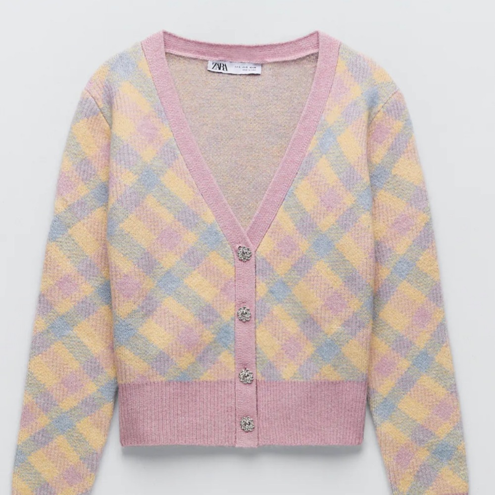 zara pastel colored argyle sweater